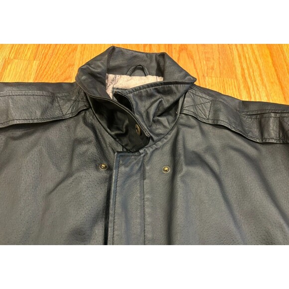 SCANDIA WOODS Leather Jacket Mens Size Large Black Bomber Motorcyle Fully Lined - Picture 8 of 12